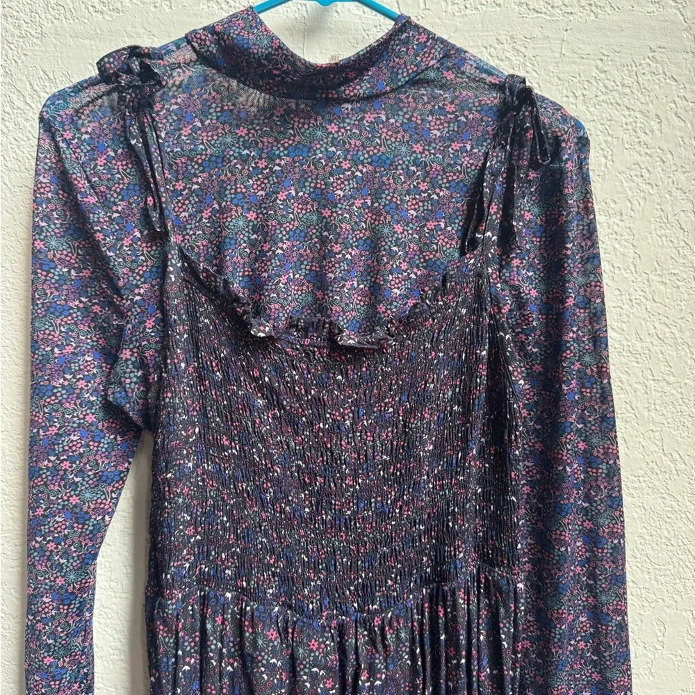Free People Daisy May Purple Floral Long Sleeve Maxi Dress SET